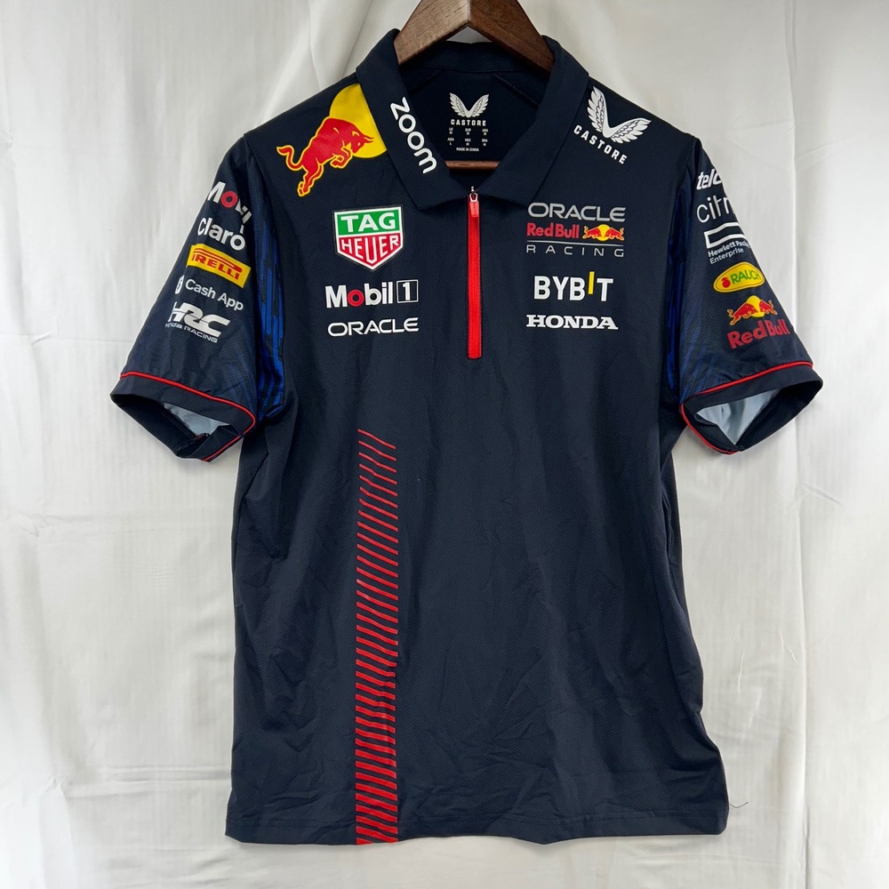 Castore Red Bull Racing Polo Men Medium Navy Blue 2023 F1 Team Shirt